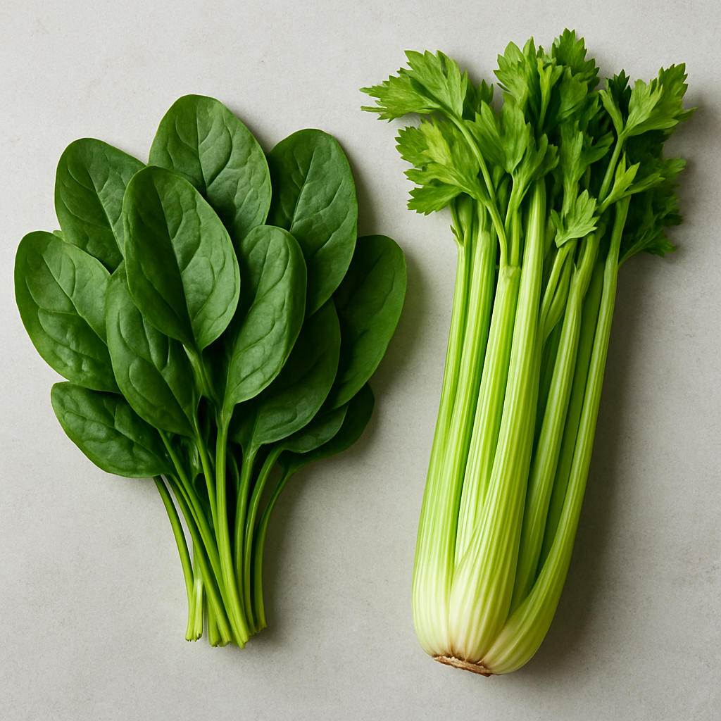 Apio y espinacas